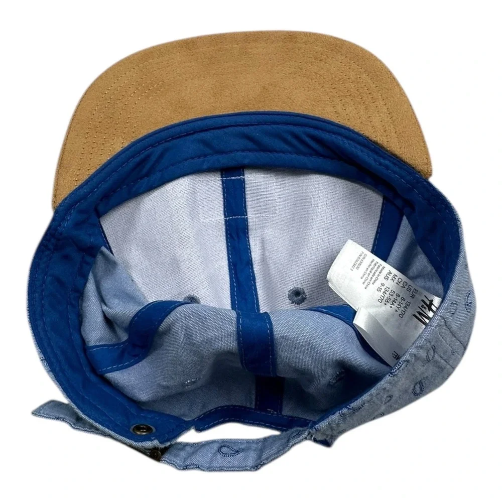 Stockholm H&M Kids‎ Blue Paisley Print Baseball Cap Tan Suede Adjustable Strap